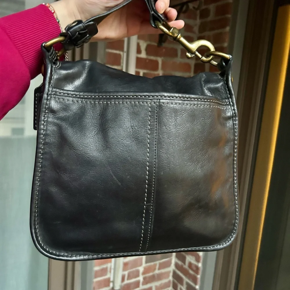 Vintage Coach Y2k Bleeker buckle flap shoulder bag black 11419 retro legacy - Picture 4 of 11